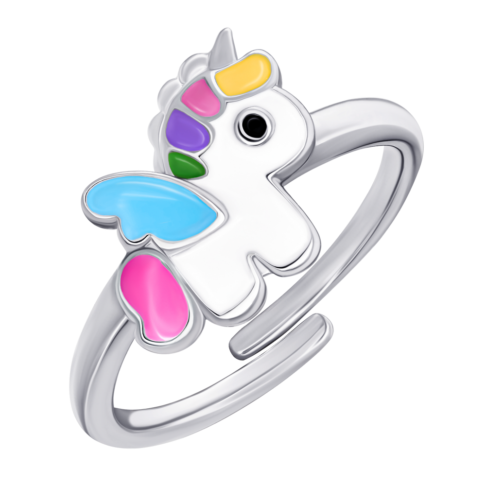 Детское кольцо Единорог цветной с разноцветной эмалью 1195700006081701, Разноцветный, UmaUmi Magic