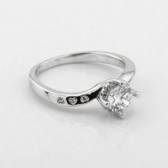 Серебряное кольцо-камень с белыми фианитами K111698, 15,5 размер