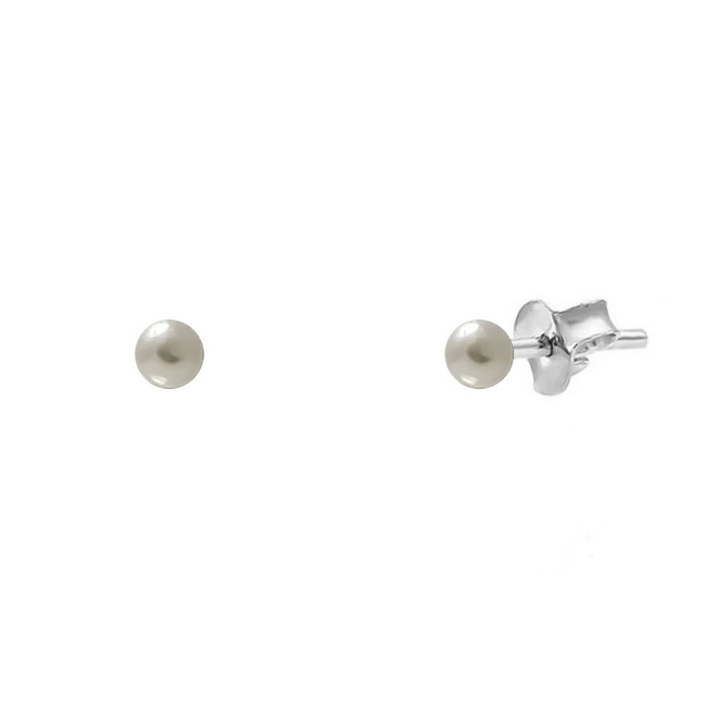 Жемчужные серебряные серьги-гвоздики пусеты с белым жемчугом Арт. ms366, Белый