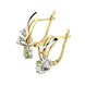 Золоті сережки з хризолітами та фіанітами в класичному стилі 12138chr, Зелений