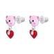 Дитячі сережки-пусети Ведмежатко з серцем із рожевою, червоною емаллю та фіанітами 2195827006410501, Рожевий|Червоний, UmaUmi Pets