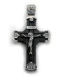 Деревянный эбеновый Крест 17 Распятие Христа (Спаси и Сохрани) с серебром, белыми фианитами 2047-IDE