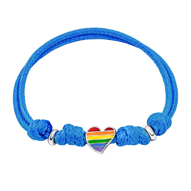 Дитячий браслет на шнурку Серце кольорове з різнобарвною емаллю синій 4195721056080412, Синій, Різнокольоровий, UmaUmi Symbols