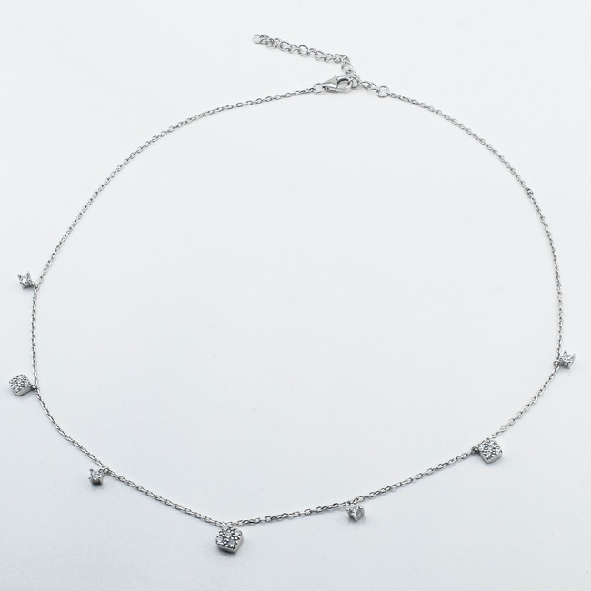 Серебряное колье с белыми фианитами ko14775, 40 размер