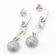 Срібні сережки висячі з фіанітами "Ланки з медальйоном" C121157, Білий