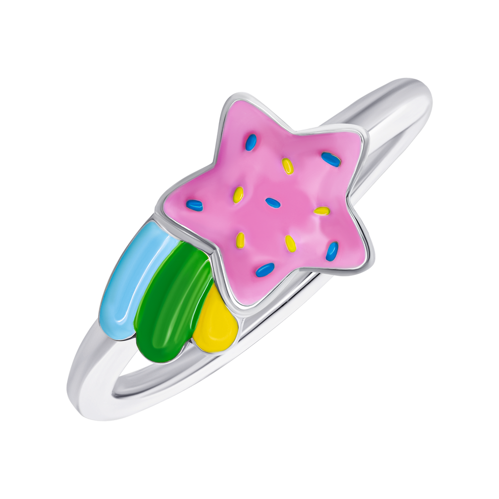 Детское кольцо Комета розовая с разноцветной эмалью 1195821006111701, Розовый, UmaUmi Magic
