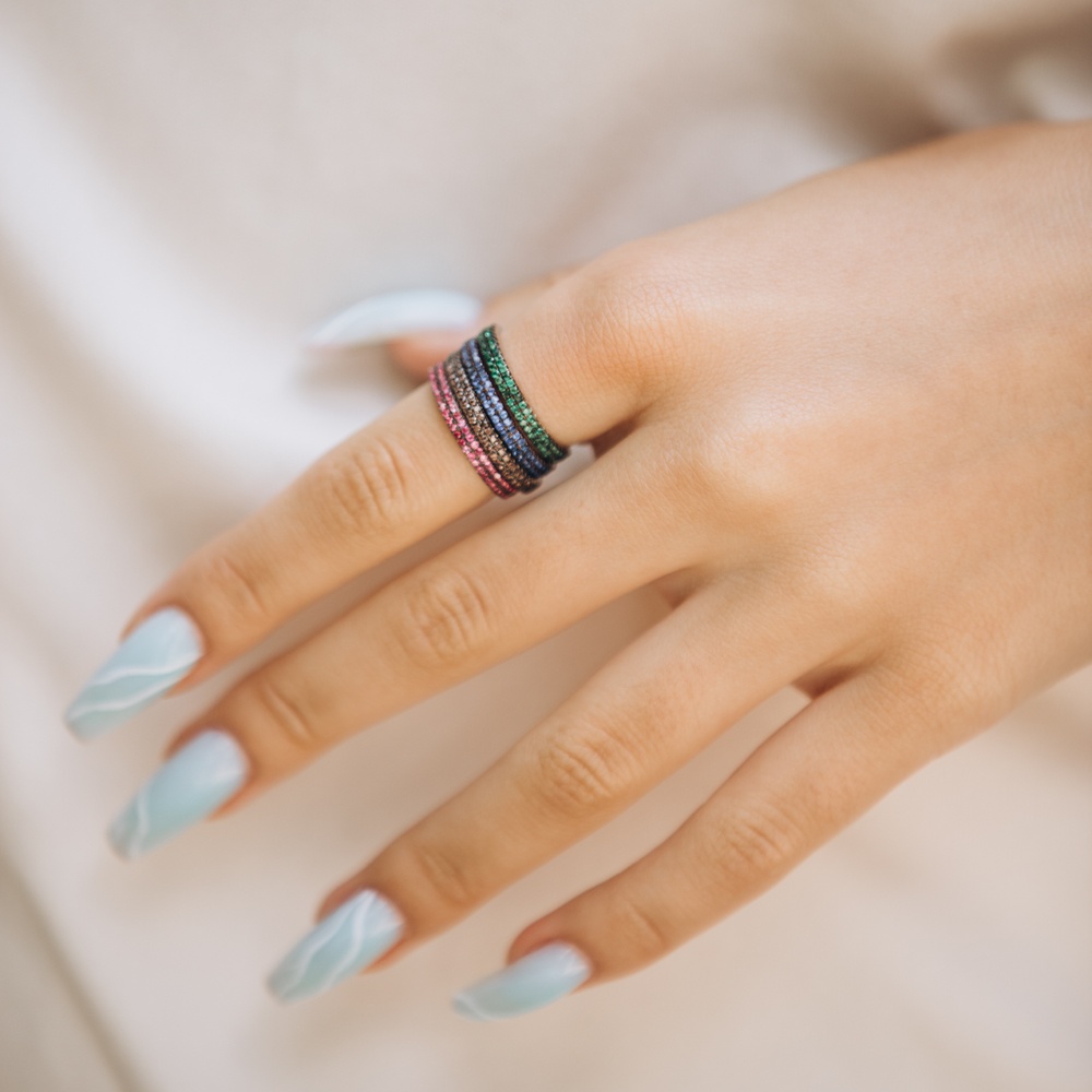Срібний перстень-доріжка з рожевими фіанітами k111784