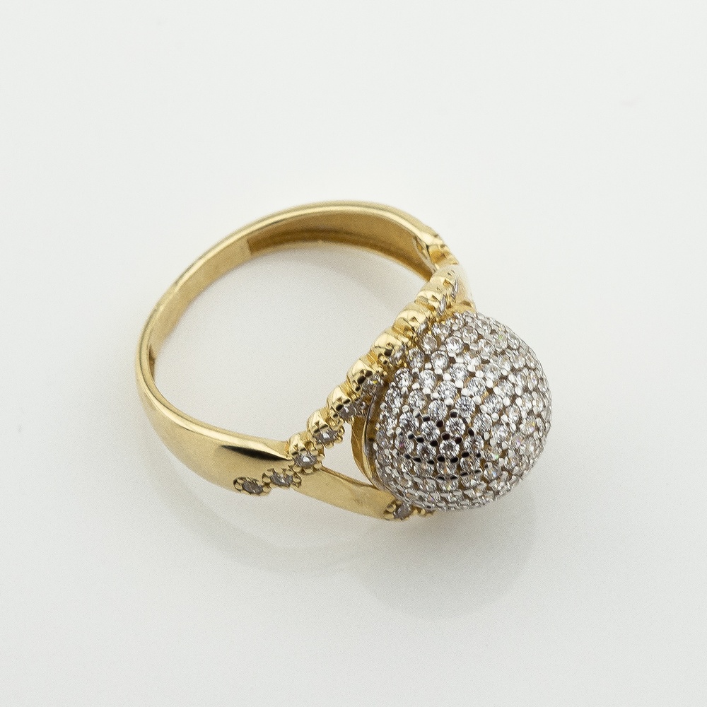 Золотое кольцо с фианитами Шар k111810, 16,5 размер