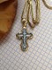 Срібний хрест натільний з іконою Покрови Божої Матері з чорнінням та позолотою ксп004-DR