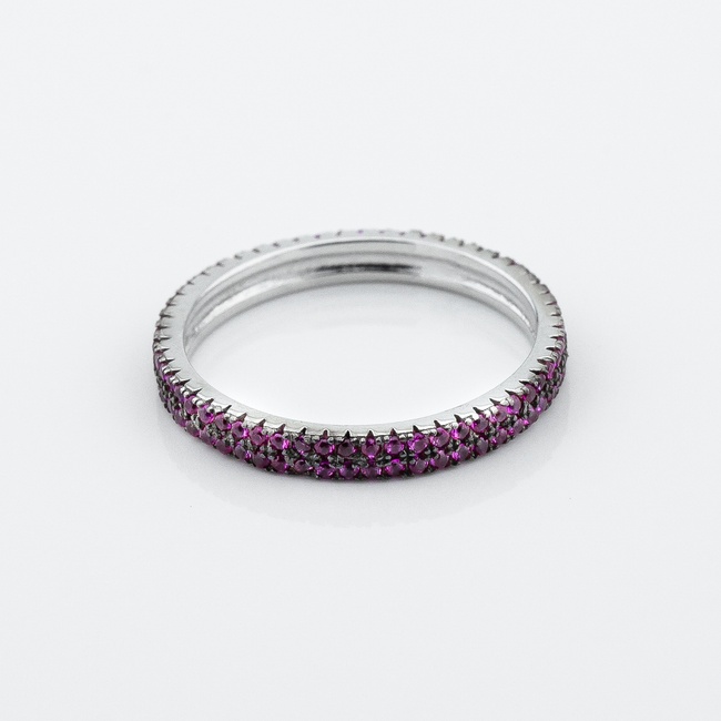 Срібний перстень-доріжка з рожевими фіанітами k111784