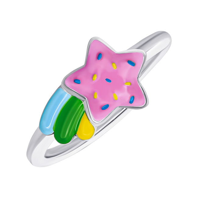 Детское кольцо Комета розовая с разноцветной эмалью 1195821006111701, Розовый, UmaUmi Magic