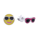 Детские серебряные сережки пусеты Ты крутая (очки, смайлик) желто-розовые 2105727006260501, Желтый|Розовый, UmaUmi Lumi Smiles