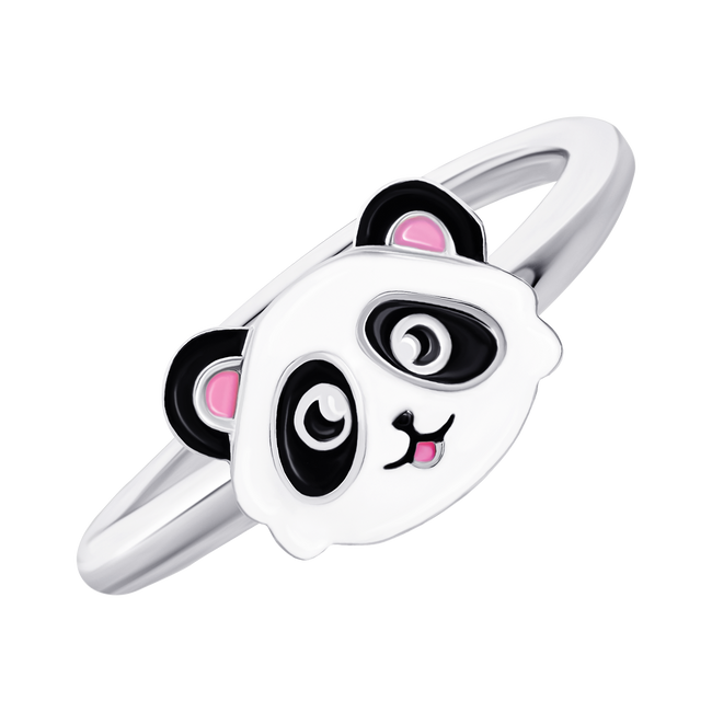 Детское кольцо Панда с бело-черной и розовой эмалью 1195820006021701, Белый|Черный, UmaUmi Pets