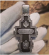 Деревянный Крест 19 с распятием (Спаси и Сохрани) с серебром с чернением 2048-IDE