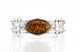 Серебряный жесткий браслет с янтарем 15158, Желтый