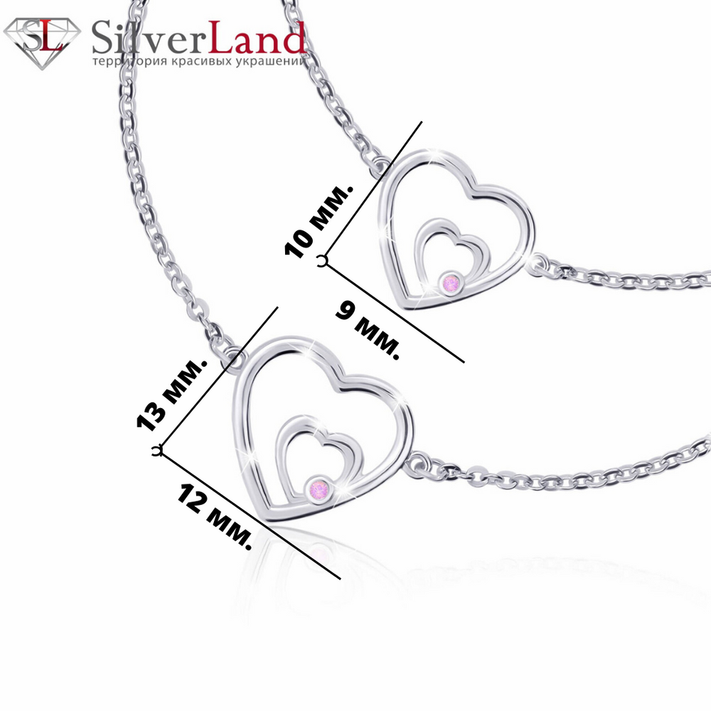Кулон (підвіс) Серце мале подвійне з перламутром срібло 925 (10x9) Арт. 5521uukc-1