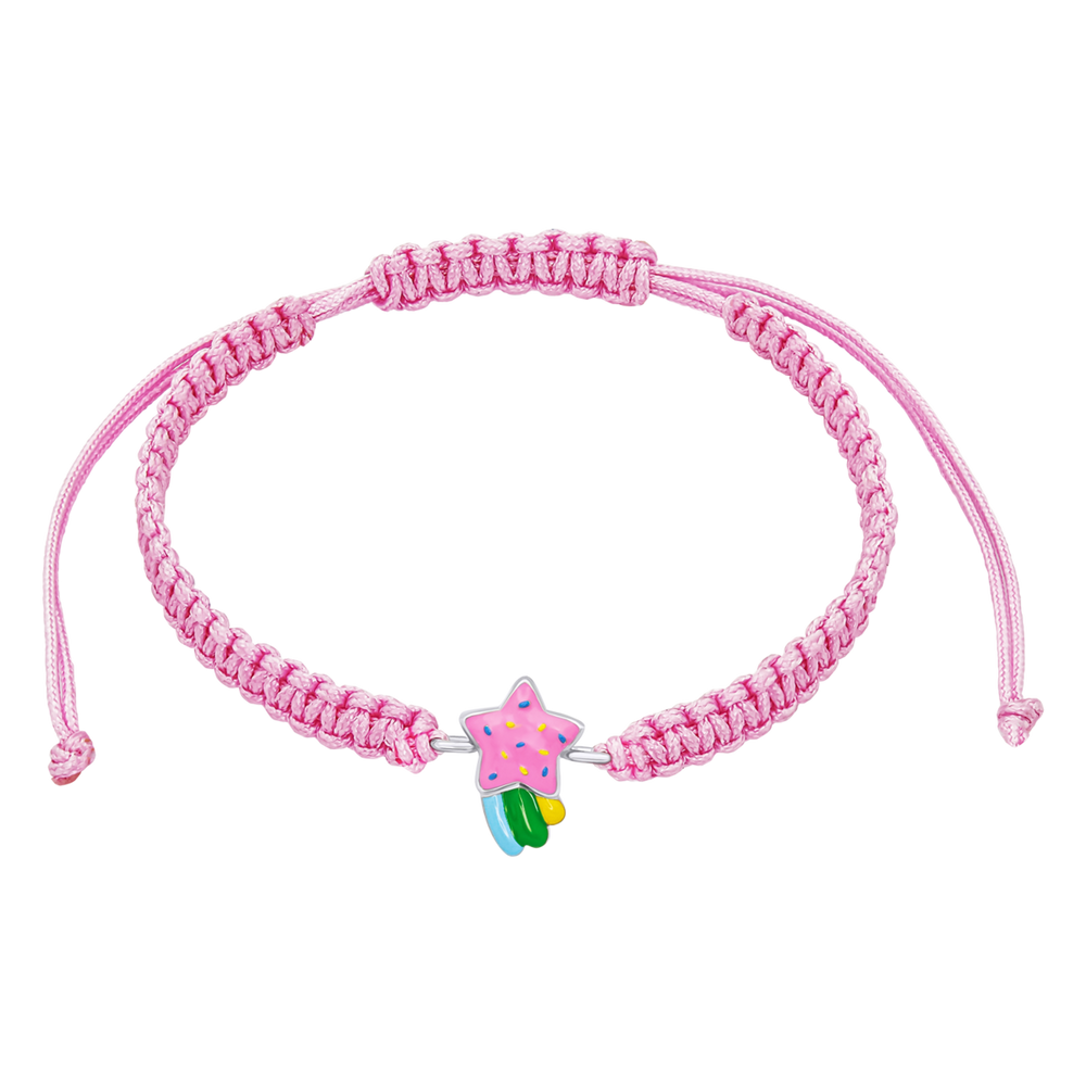 Детский браслет плетеный Комета розовая с разноцветной эмалью розовый 4195821026110411, Розовый, Розовый, UmaUmi Magic
