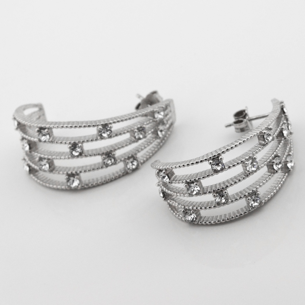 Срібні сережки Доріжки з фіанітами c121517