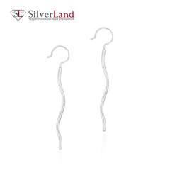 Серебряные серьги длинные "Палочки волнистые" Арт. Ms307