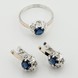 Серебряное кольцо с синим фианитом с золотыми накладками к734ф, 18,5 размер