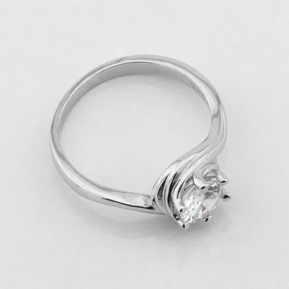 Серебряное кольцо-камень Кружок с фианитом K111694, 15,5 размер