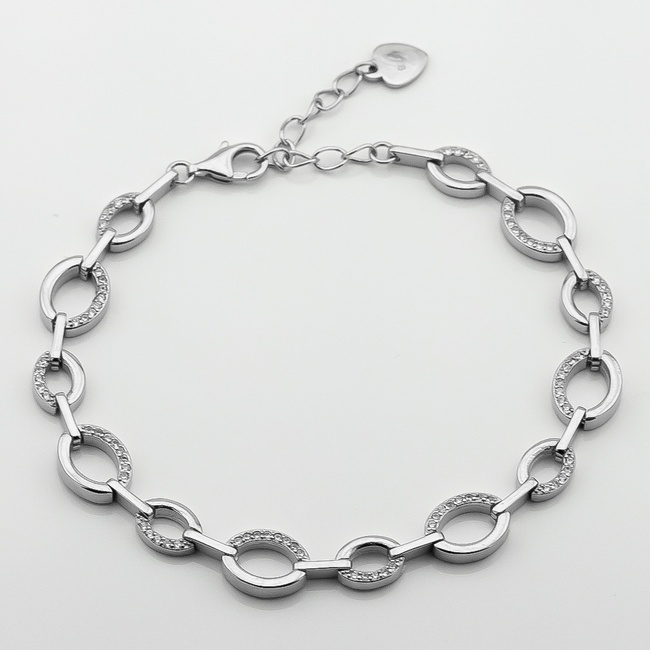 Срібний браслет Кільця з фіанітами b15832, 16 розмір
