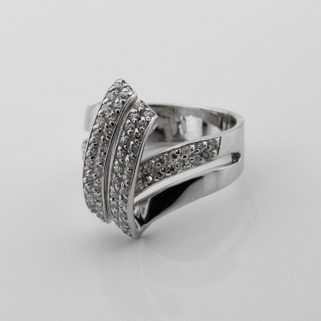 Срібний перстень Завиток з білими фіанітами 11714-4, 16 розмір