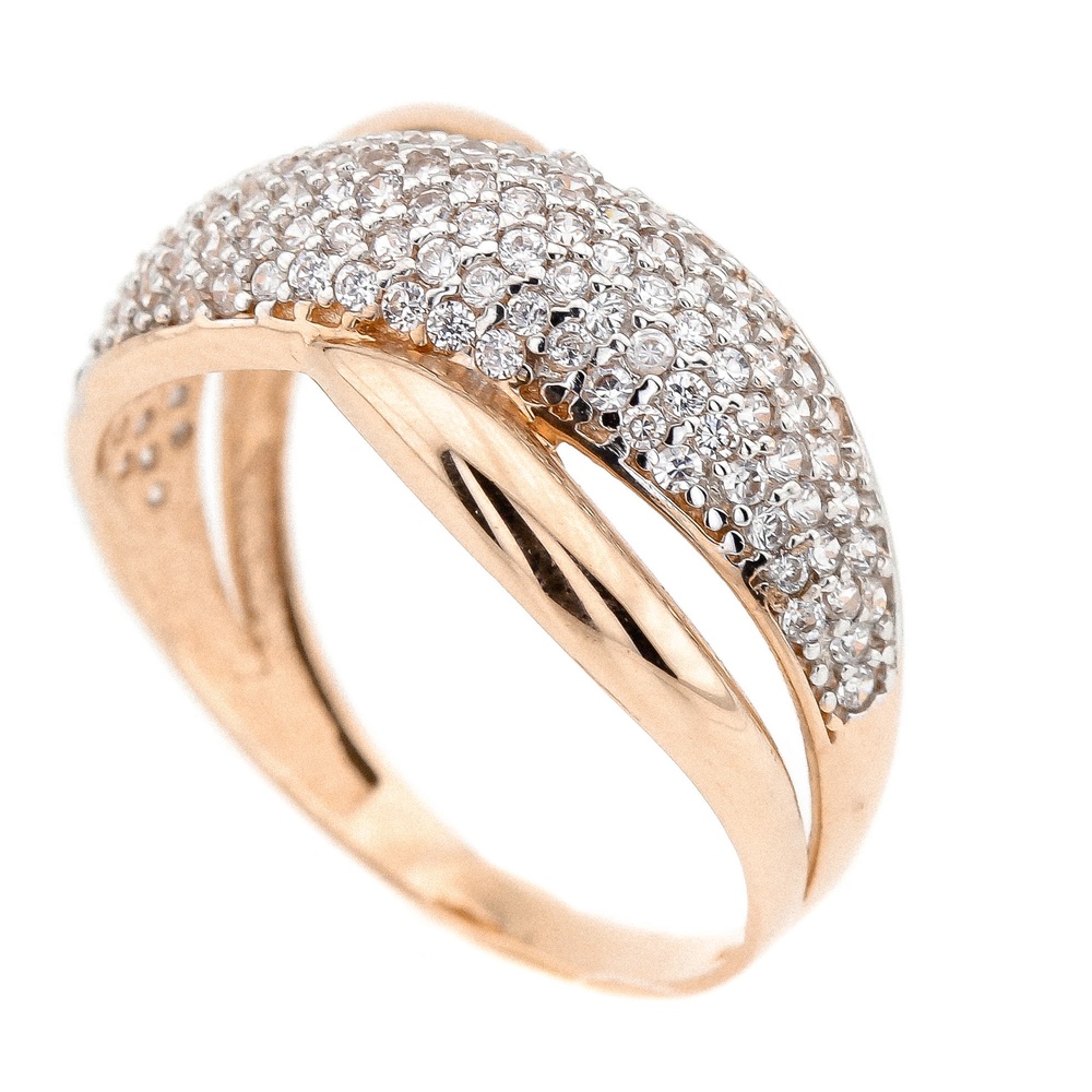 Золотое кольцо с фианитами россыпью классика КК11073, 17,5 размер, 17-5, Белый