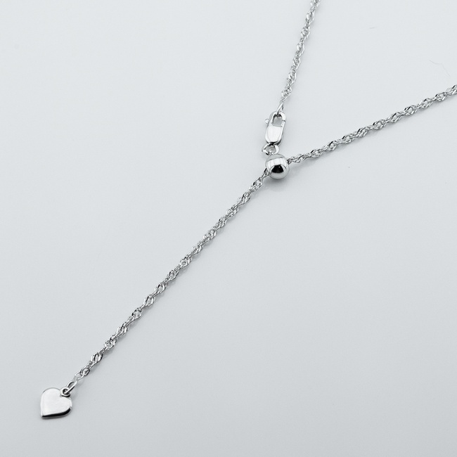 Срібний ланцюжок на талію Серце плетіння Сінгапур (90 см) k23369