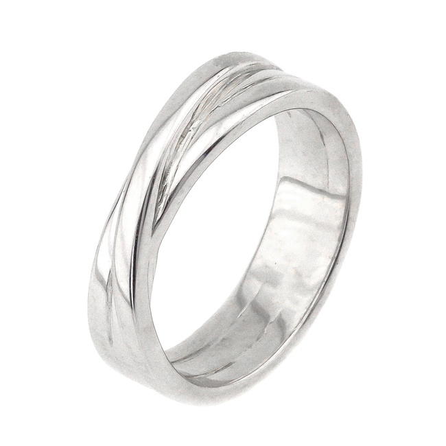 Серебряное кольцо Переплетение без вставок родированное 111091-4, 16 размер