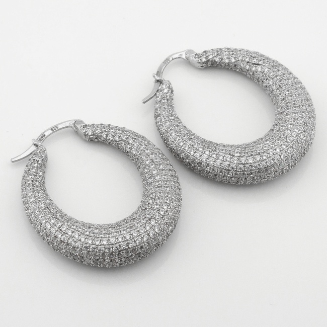 Срібні сережки Кільця з фіанітами c121524