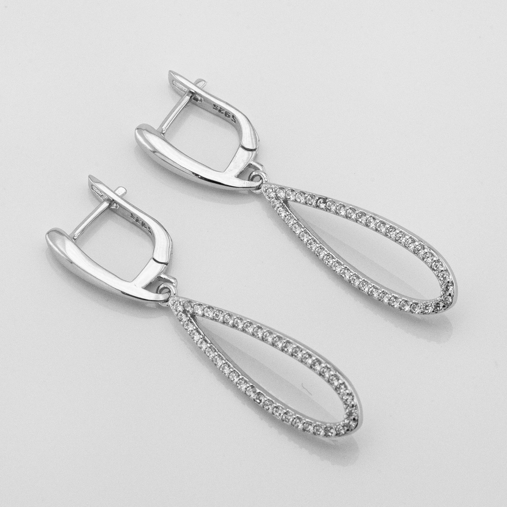 Срібні сережки Крапля з фіанітами 3202132