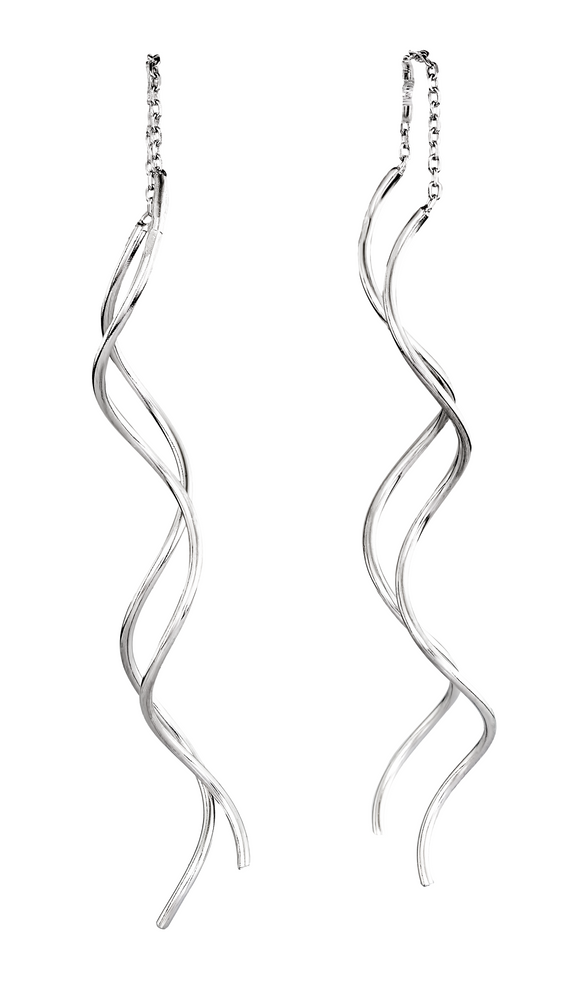Срібні сережки-протяжки "Палички хвилясті" родовані c23182-H