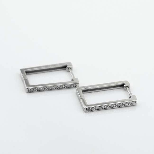 Срібні сережки Прямокутники доріжки з фіанітами 3202047