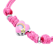 Дитячий браслет на шнурку Веселкове серце з рожевою емаллю та фіанітом рожевий 4195828056110411, Рожевий, Рожевий, UmaUmi Magic