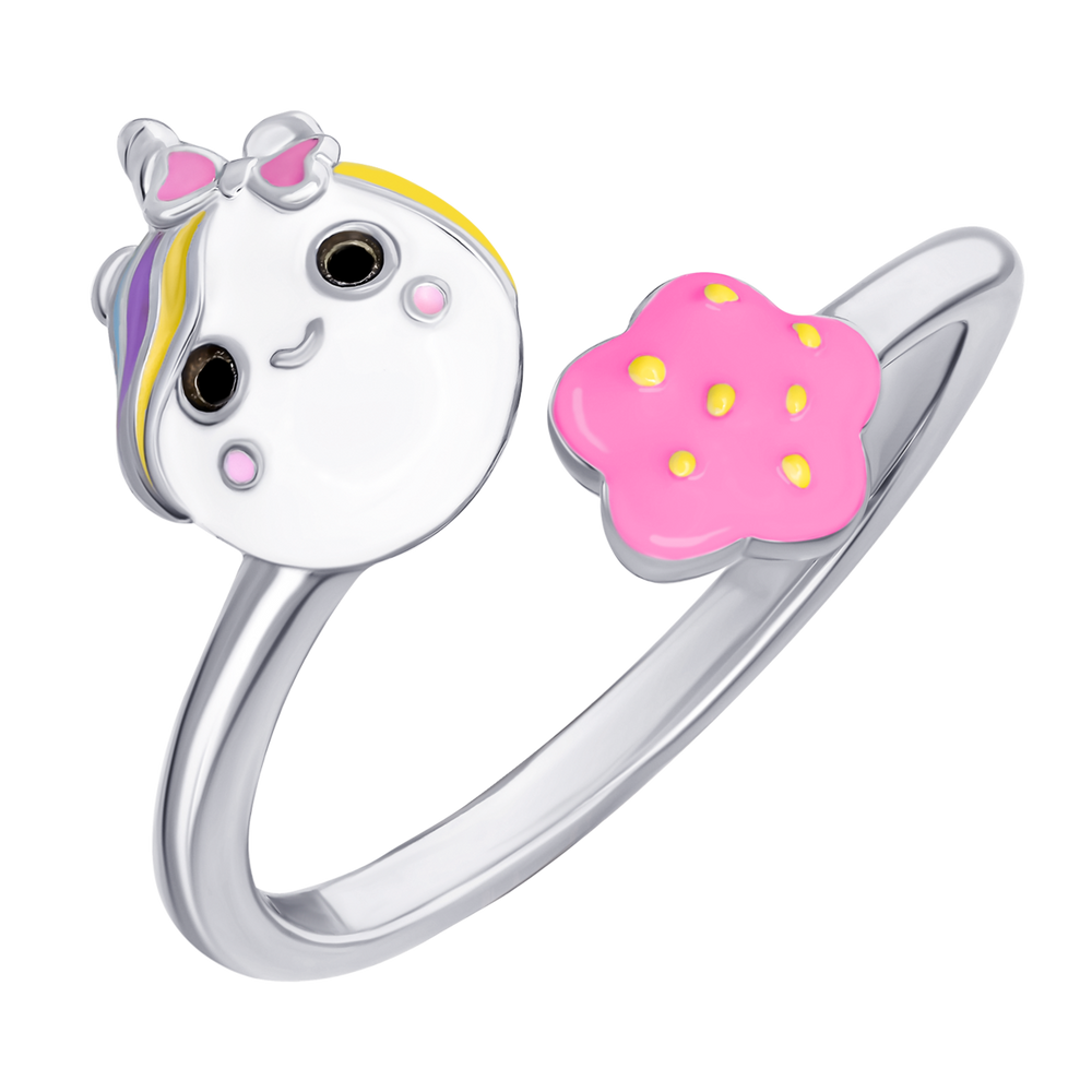 Детское кольцо Единорожек с разноцветной эмалью 1195829006031701, Белый, UmaUmi Magic