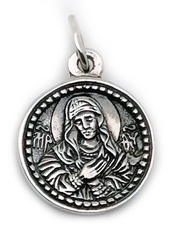 Серебряная ладанка Божья матерь круглая с чернением 2009-IDE