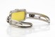 Жесткий незамкнутый серебряный браслет с желтым янтарем прямоугольник 15180, Желтый