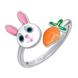 Дитяча каблучка Зайчик з морквою із біло-рожевою та помаранчевою емаллю 1195702006301701, Білий|Помаранчевий, UmaUmi Zoo