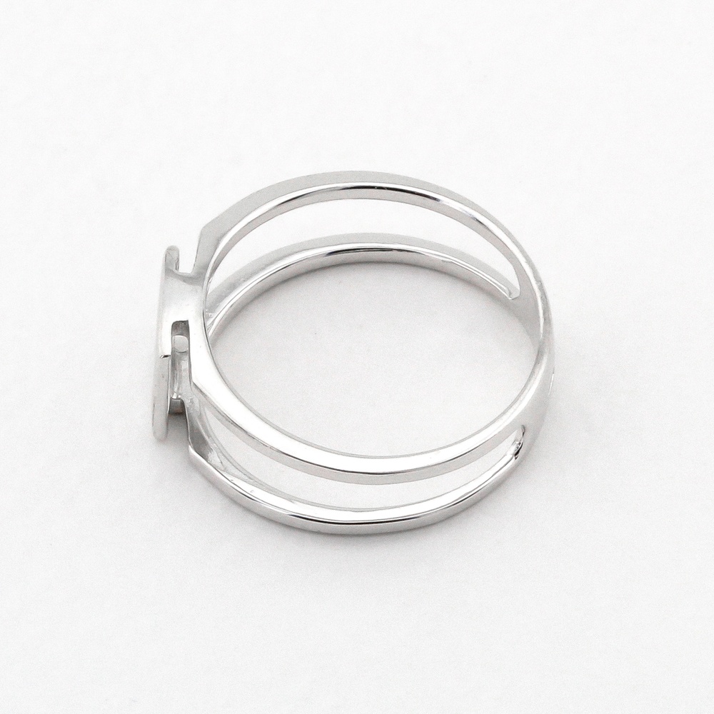 Серебряное широкое двойное кольцо "Пряжка" прямоугольной формы 111081-4, 16 размер