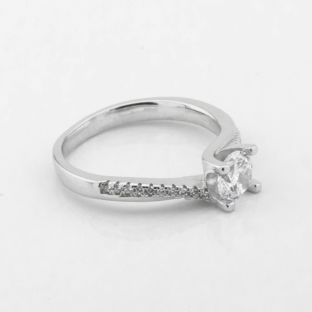 Срібний перстень доріжка з одним каменем з фіанітами K111696, 15,5 розмір