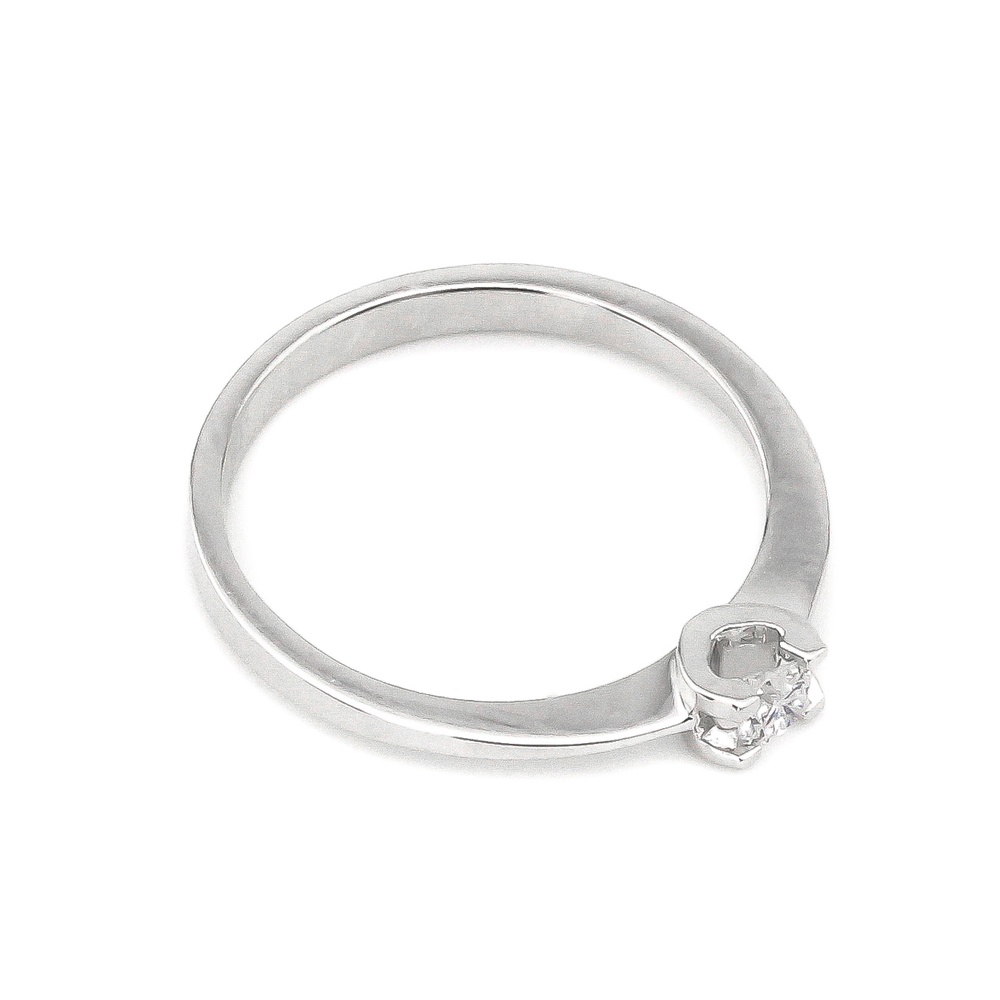 Золотое кольцо с бриллиантом (0.14 карат) в белом золоте YZ5142, 16 размер