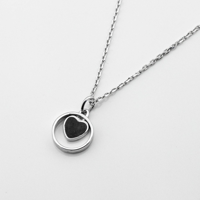 Срібне кольє Серце з чорною емаллю ko14744, 45 розмір