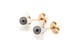 Золоті сережки гвоздики "Квіти" з чорним перлами та фіанітами СП006.01, Білий|Чорний