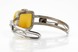 Жорсткий срібний браслет з жовтим бурштином квадратної 15179, Жовтий