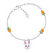 Дитячий браслет на ланцюжку Зайчик з морквою із біло-рожевою та помаранчевою емаллю 4195702096301201, Білий|Помаранчевий, UmaUmi Zoo