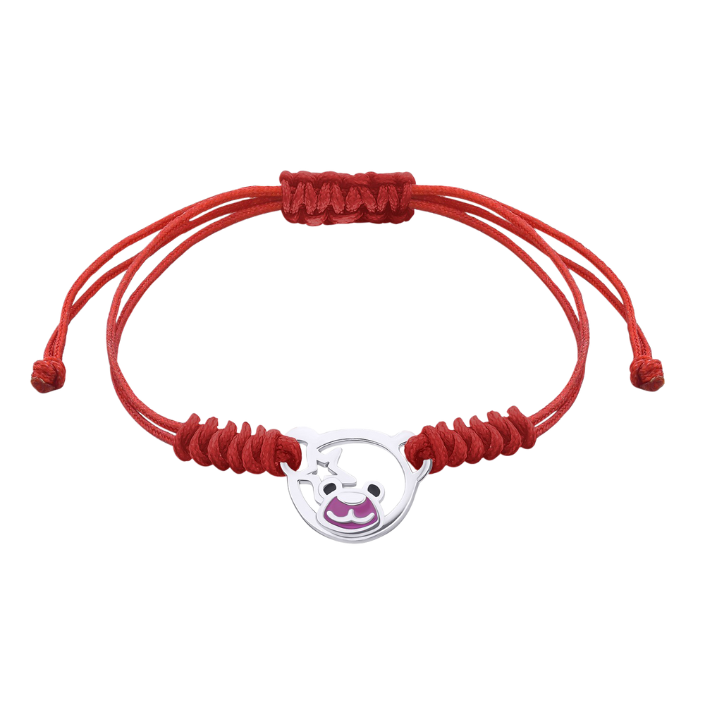 Детский браслет плетеный Мишка на красном шнурке 4105675006070407, Красный, Розовый, Зоряні ведмедики
