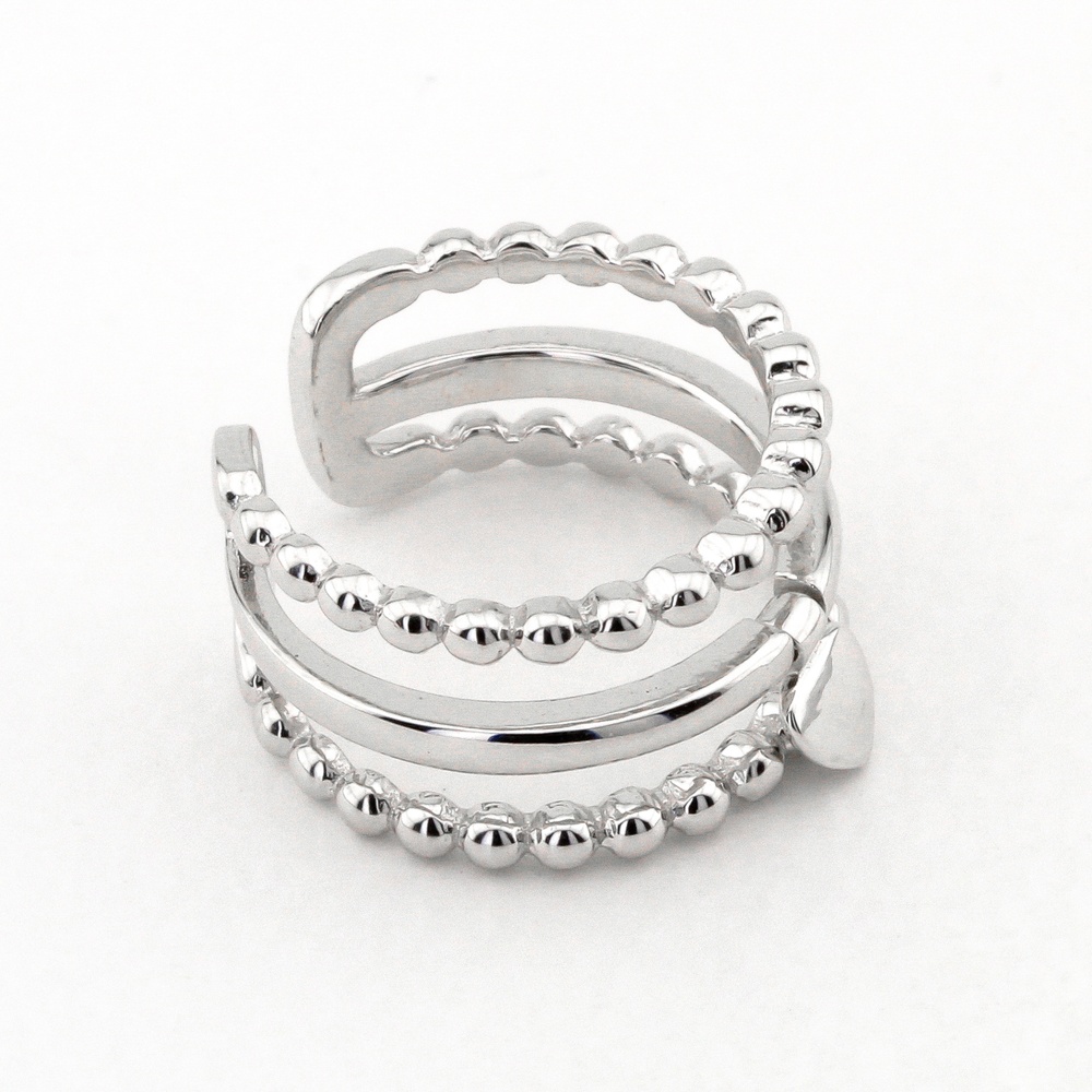 Потрійне Срібний перстень широкий з сердечком підвіскою без вставок K11892, 16 розмір