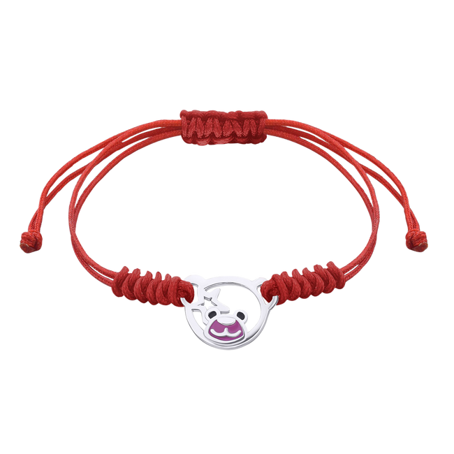 Дитячий браслет плетений Ведмежатко на червоному шнурку 4105675006070407, Червоний, Рожевий, Зоряні ведмедики