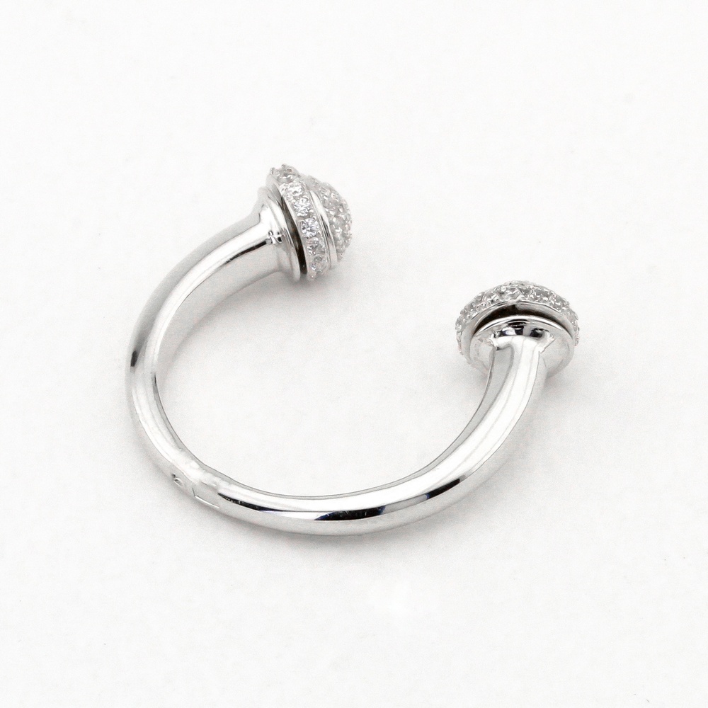Серебряное кольцо незамкнутое с шариками на концах с фианитами K11888, 17 размер
